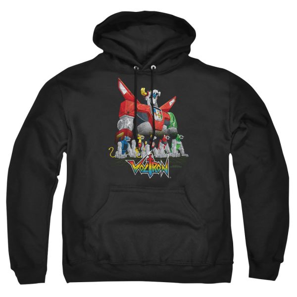 VOLTRON : LIONS ADULT PULL OVER HOODIE Black XL on Sale