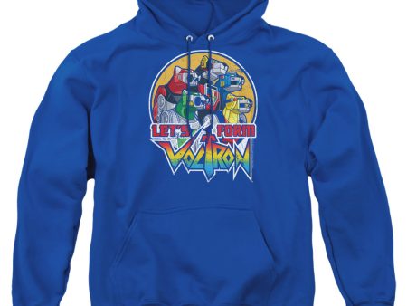 VOLTRON : LET S FORM ADULT PULL OVER HOODIE Royal Blue MD Sale