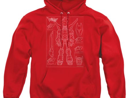 VOLTRON : VOLTRON SCHEMATIC ADULT PULL OVER HOODIE Red 2X Discount