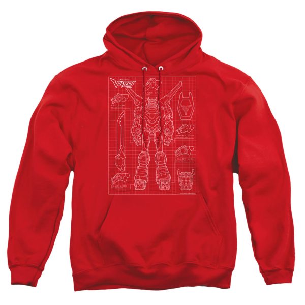 VOLTRON : VOLTRON SCHEMATIC ADULT PULL OVER HOODIE Red XL Hot on Sale